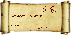 Svimmer Zalán névjegykártya